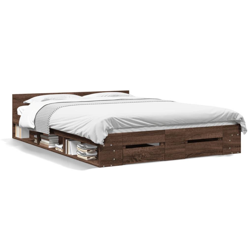 vidaXL Bettgestell mit Schubladen Braun Eichen-Optik 160x200 cm