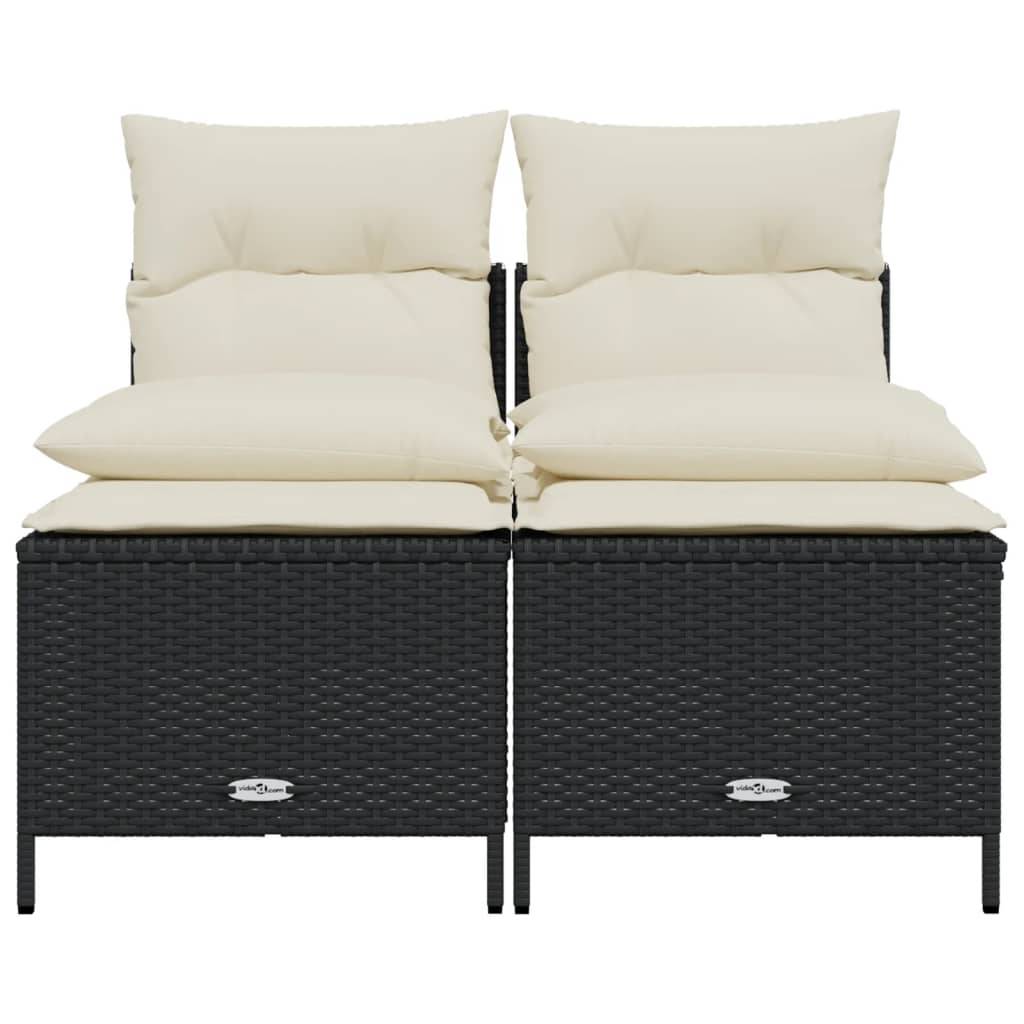 vidaXL 4-tlg. Garten-Sofagarnitur mit Kissen Schwarz Poly Rattan