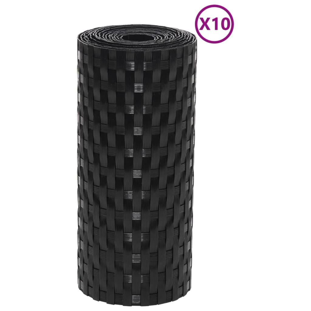 vidaXL Balkon-Sichtschutze 10 Stk. Schwarz 255x19 cm Poly Rattan
