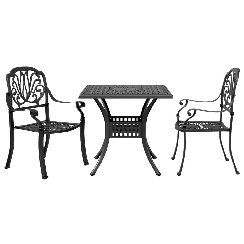 vidaXL 3-tlg. Bistro-Set Schwarz Aluminiumguss
