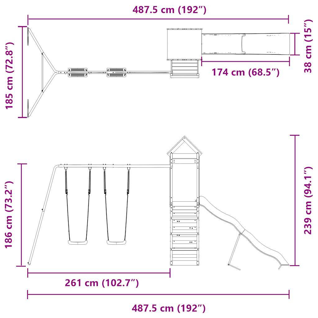 vidaXL Spielturm Massivholz Douglasie