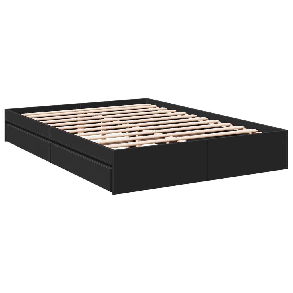 vidaXL Bettgestell mit Schubladen Schwarz 150x200 cm Holzwerkstoff