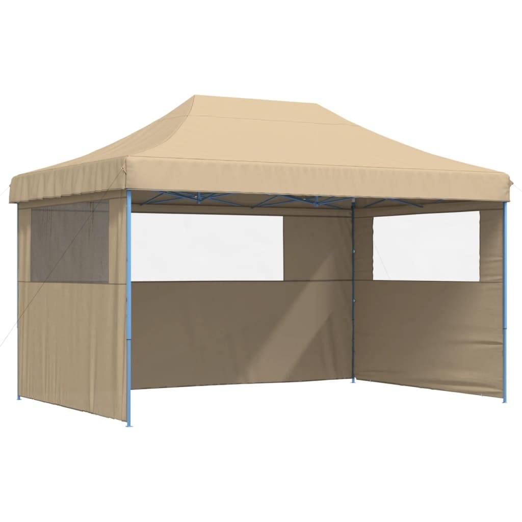 vidaXL Partyzelt Faltbar Pop-Up mit 3 Seitenteilen Beige