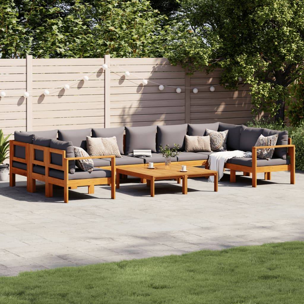 vidaXL 8-tlg. Garten-Sofagarnitur mit Kissen Massivholz Akazie