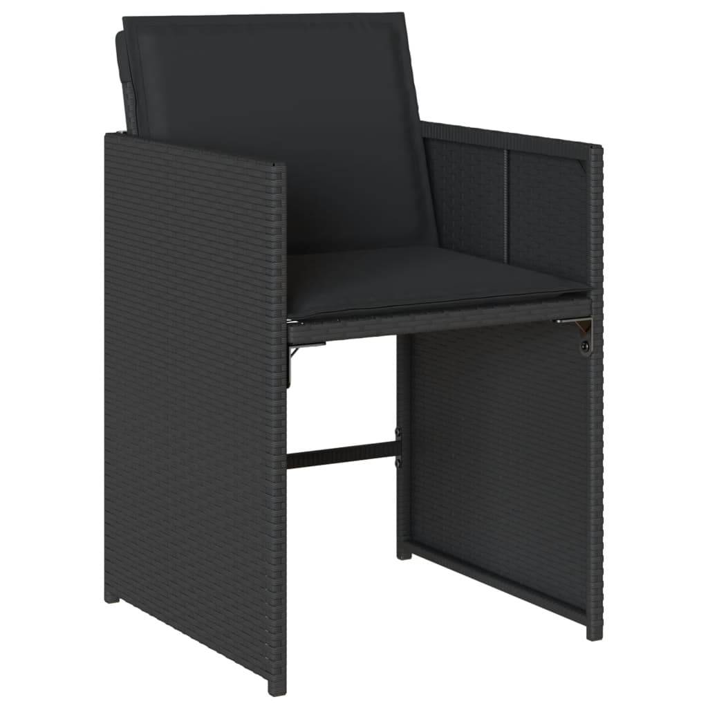 vidaXL 15-tlg. Garten-Essgruppe mit Kissen Schwarz Poly Rattan