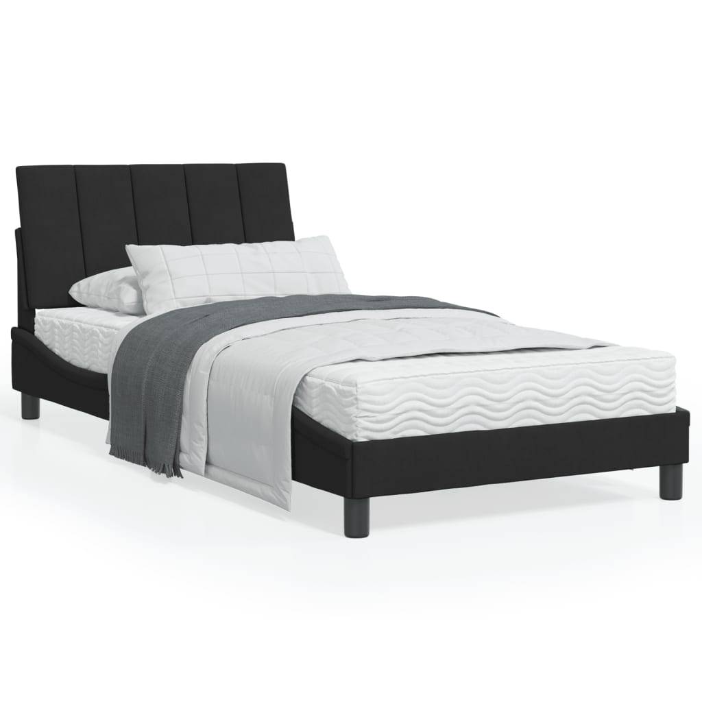vidaXL Bett mit Matratze "Hanko" Schwarz 100x200 cm Samt
