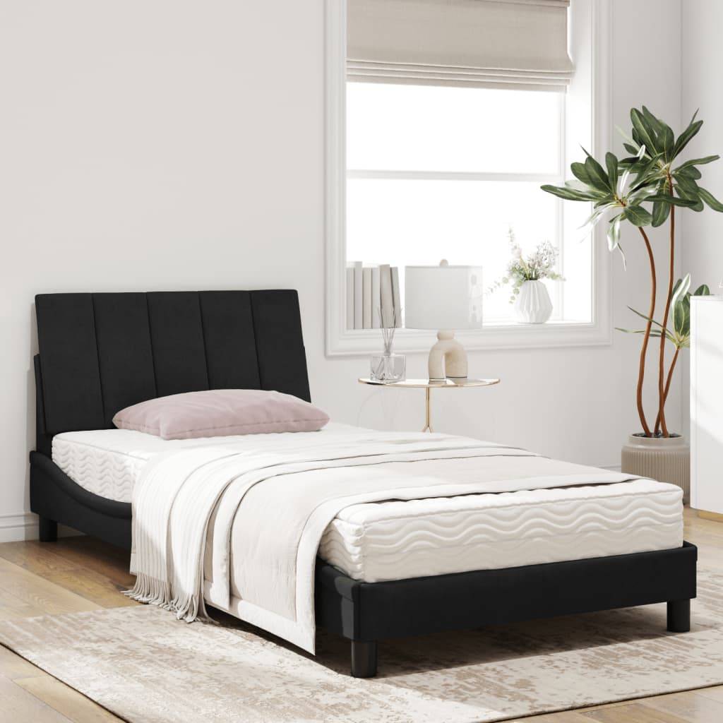 vidaXL Bett mit Matratze "Hanko" Schwarz 100x200 cm Samt