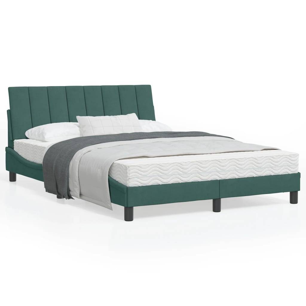 vidaXL Bett mit Matratze "Hanko" Dunkelgrün 120x200 cm Samt