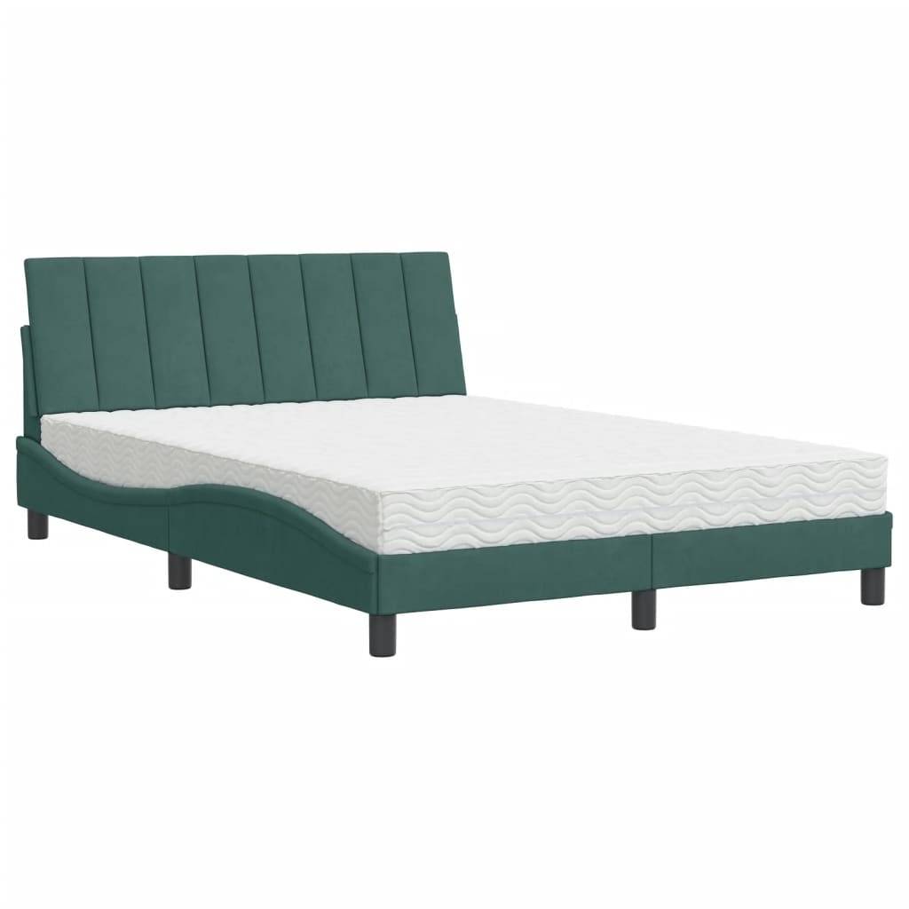 vidaXL Bett mit Matratze "Hanko" Dunkelgrün 120x200 cm Samt