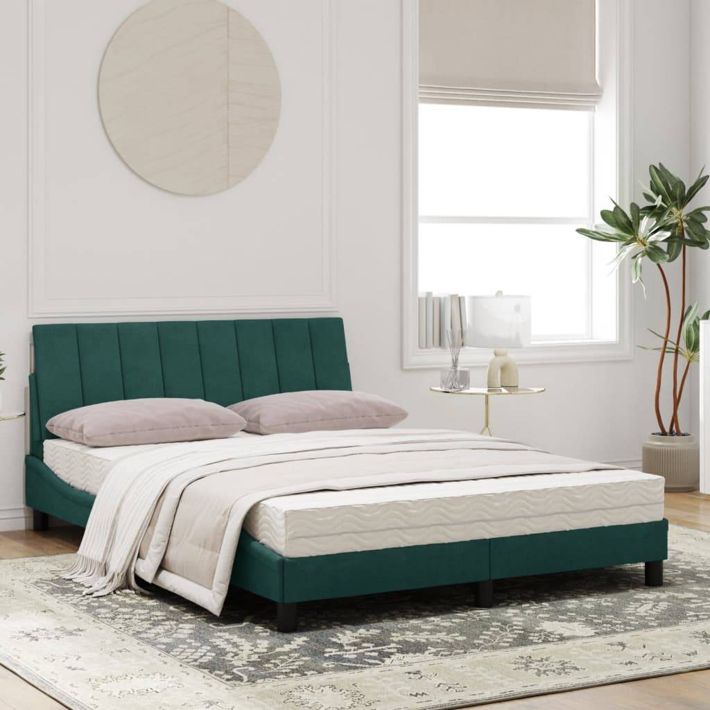 vidaXL Bett mit Matratze "Hanko" Dunkelgrün 120x200 cm Samt