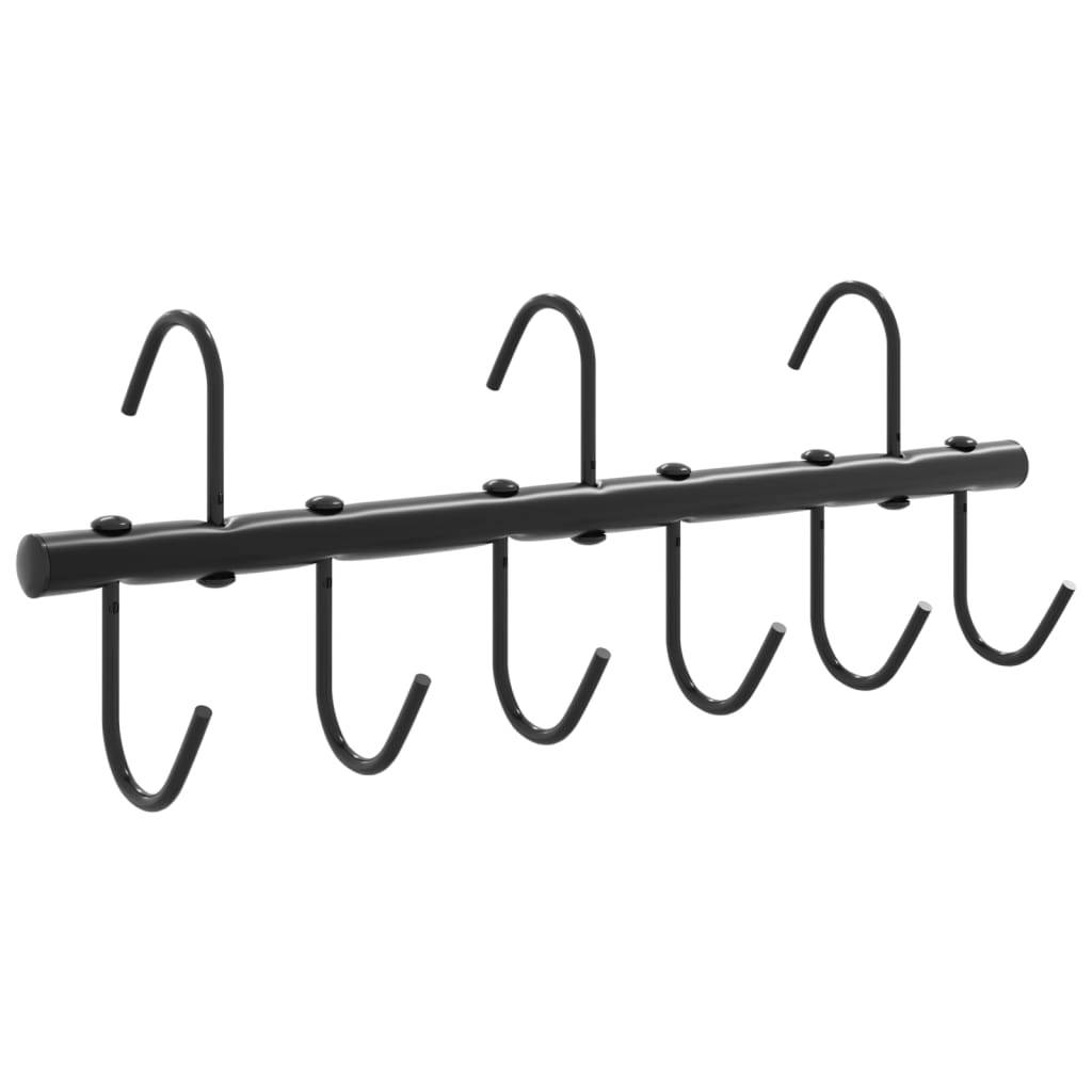 vidaXL Trensenhalter mit 9 Drehhaken Schwarz Stahl