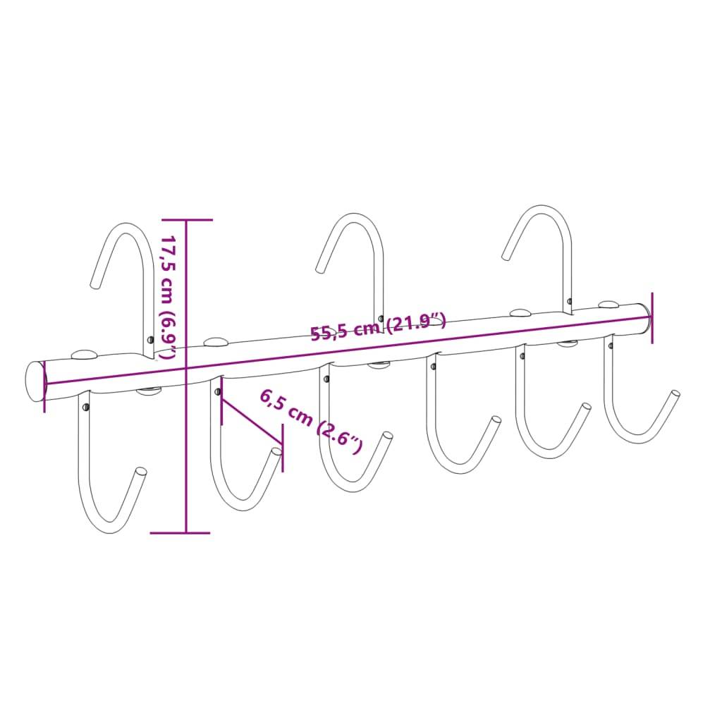 vidaXL Trensenhalter mit 9 Drehhaken Schwarz Stahl