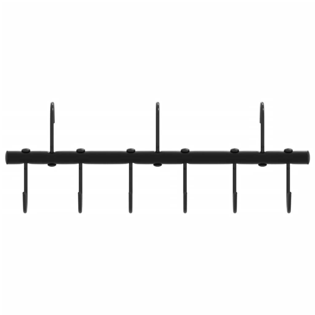 vidaXL Trensenhalter mit 9 Drehhaken Schwarz Stahl