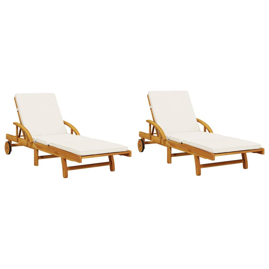 vidaXL Sonnenliegen 2 Stk. mit Tisch Massivholz Akazie
