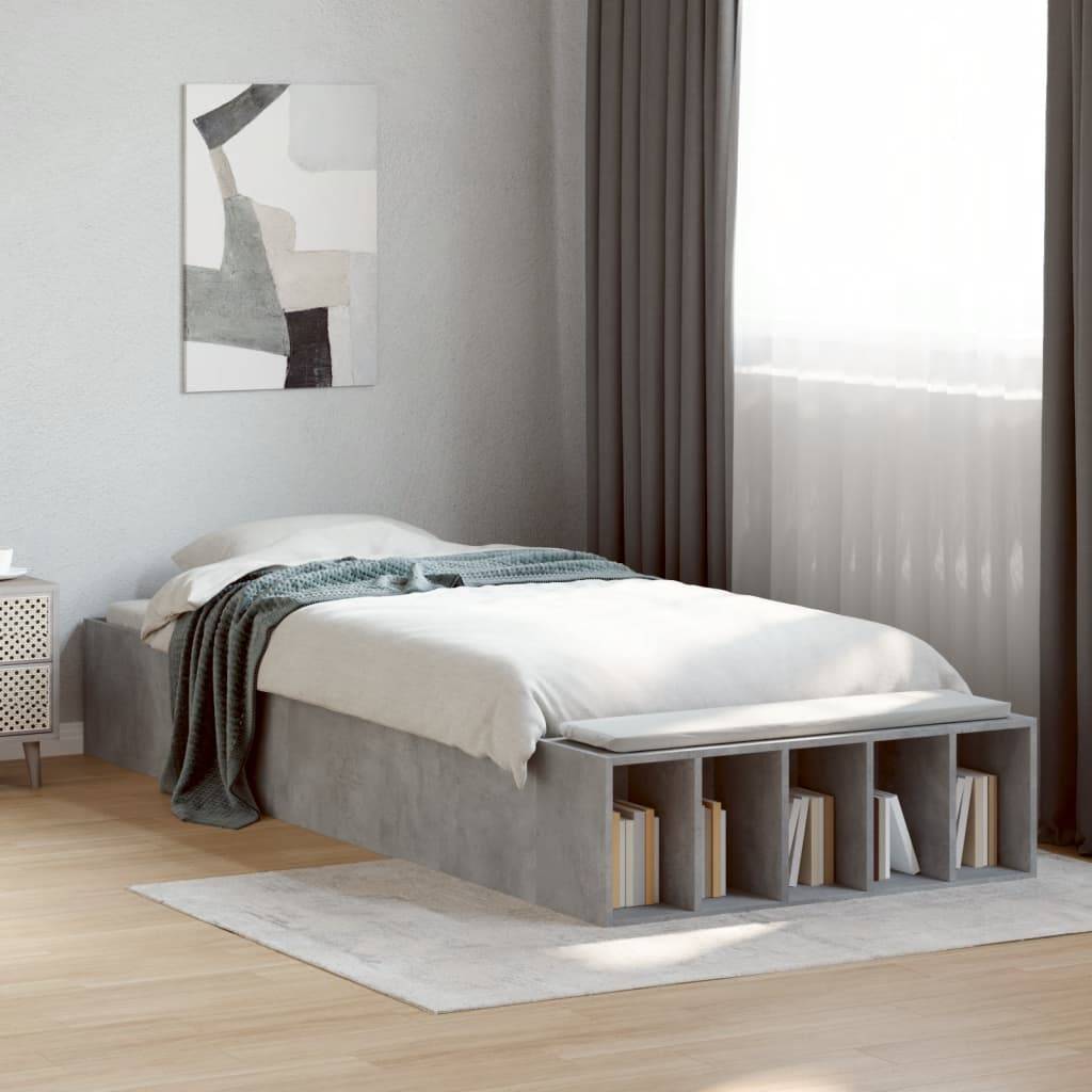vidaXL Bettgestell Betongrau 90x190 cm Holzwerkstoff