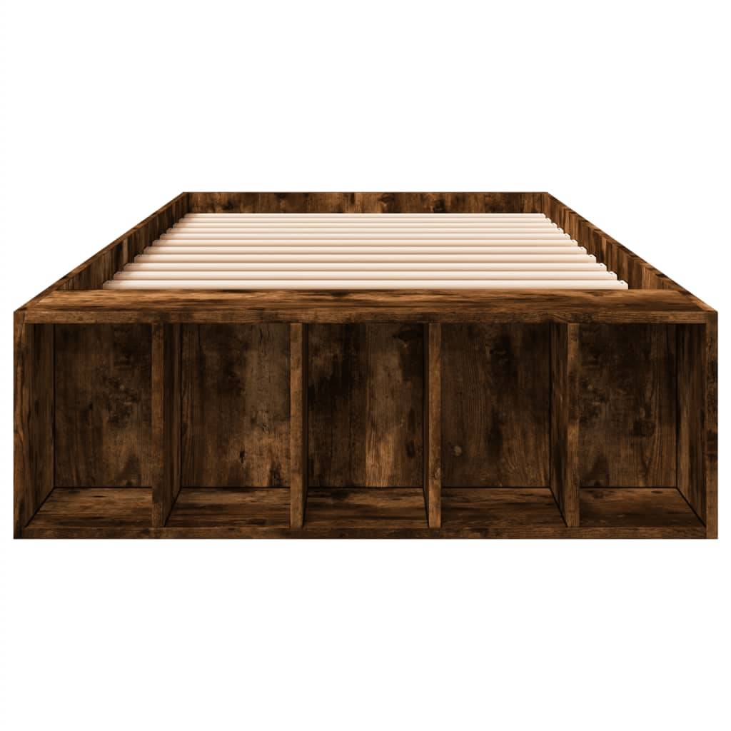 vidaXL Bettgestell Räuchereiche 75x190 cm Holzwerkstoff