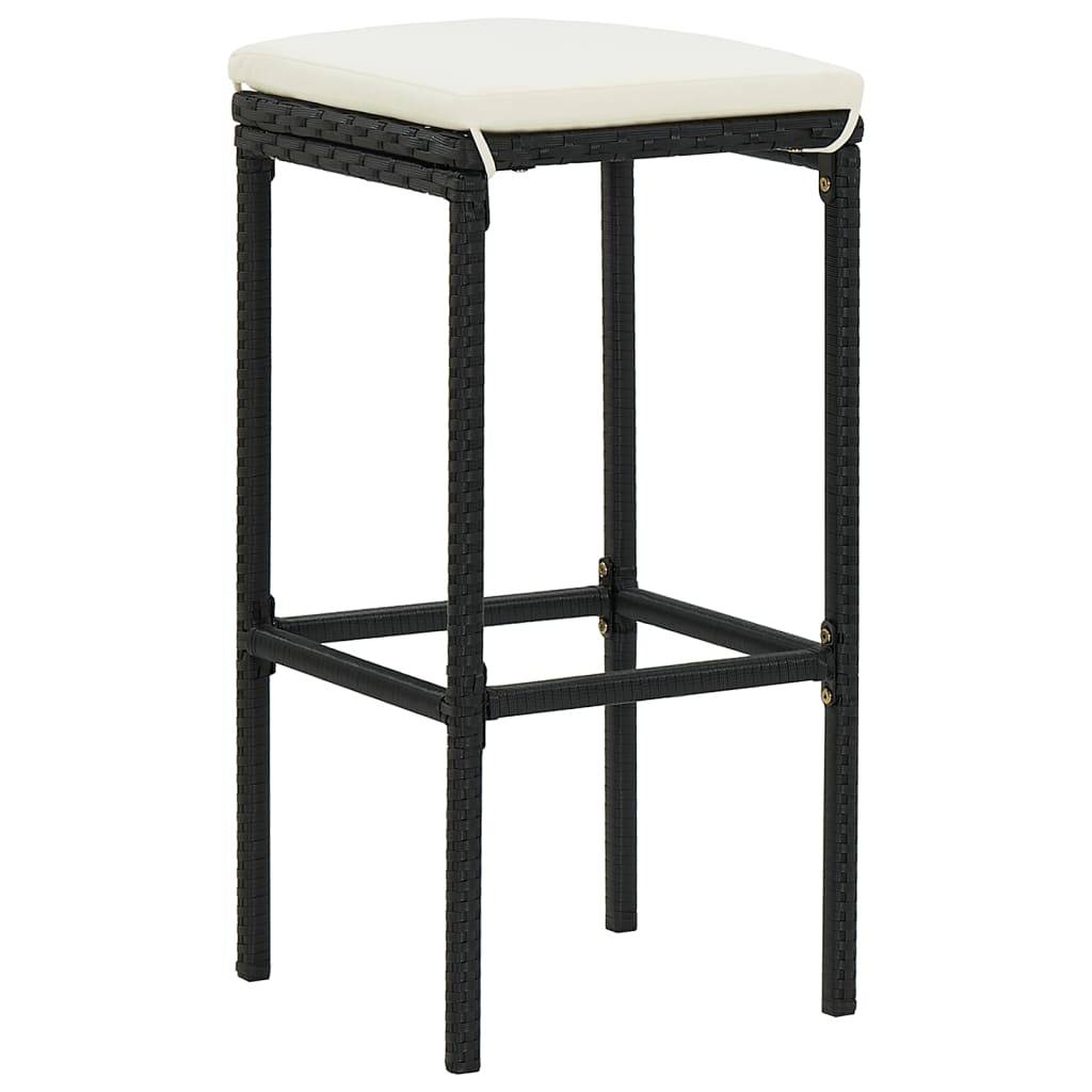 vidaXL 7-tlg. Gartenbar-Set Schwarz Massivholz Akazie und Poly Rattan