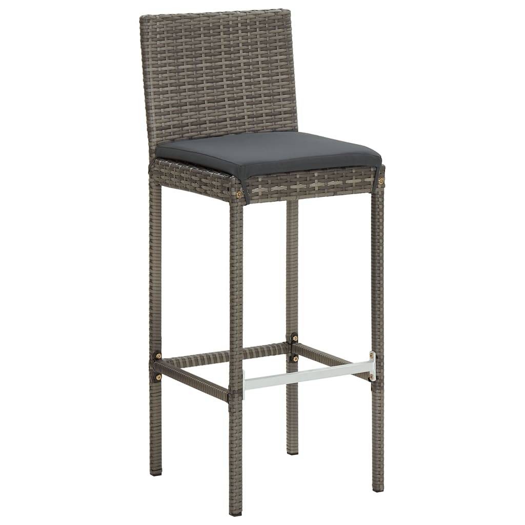vidaXL 5-tlg. Gartenbar-Set Grau Massivholz Akazie und Poly Rattan