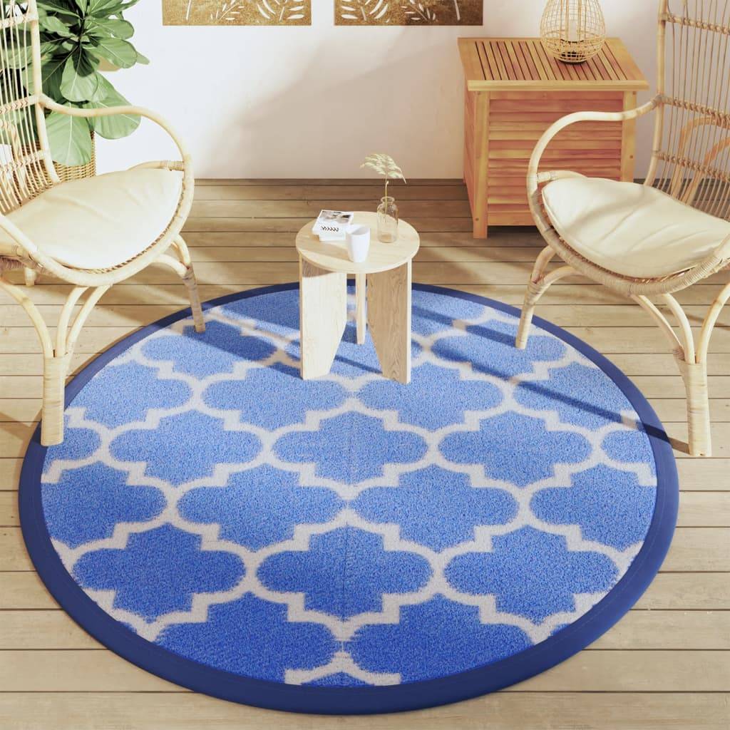 vidaXL Outdoor-Teppich ARAKIL Blau Ø160 cm PP
