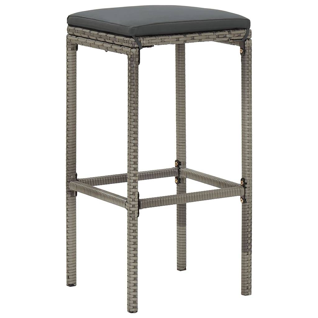vidaXL 5-tlg. Gartenbar-Set Grau Massivholz Akazie und Poly Rattan