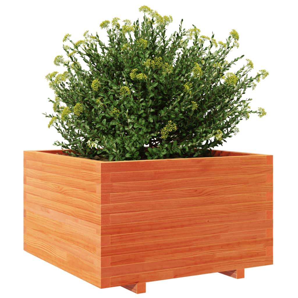 vidaXL Pflanzkübel Wachsbraun 80x80x49,5 cm Massivholz Kiefer