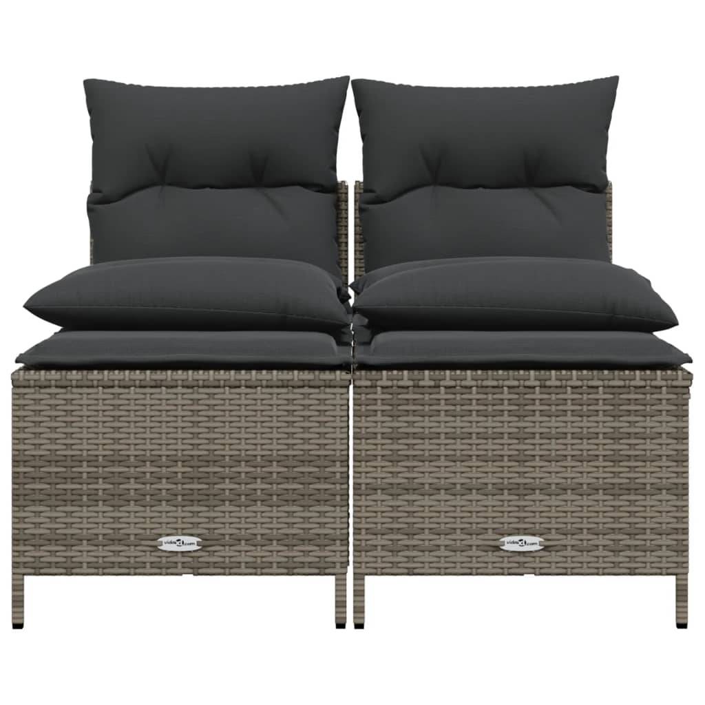 vidaXL 4-tlg. Garten-Sofagarnitur mit Kissen Grau Poly Rattan