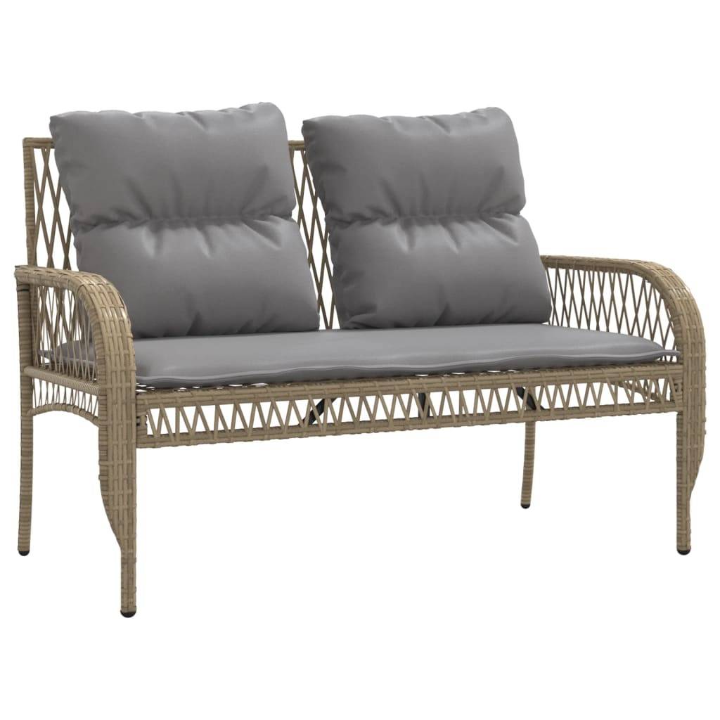 vidaXL 4-tlg. Garten-Sofagarnitur mit Kissen Beige Poly Rattan