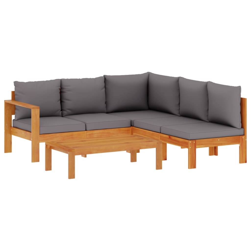 vidaXL 4-tlg. Garten-Sofagarnitur mit Kissen Massivholz Akazie