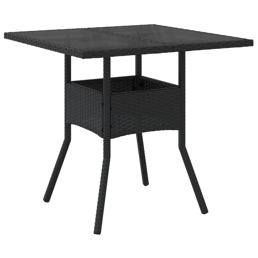 vidaXL 5-tlg. Garten-Essgruppe mit Kissen Schwarz Poly Rattan und Glas
