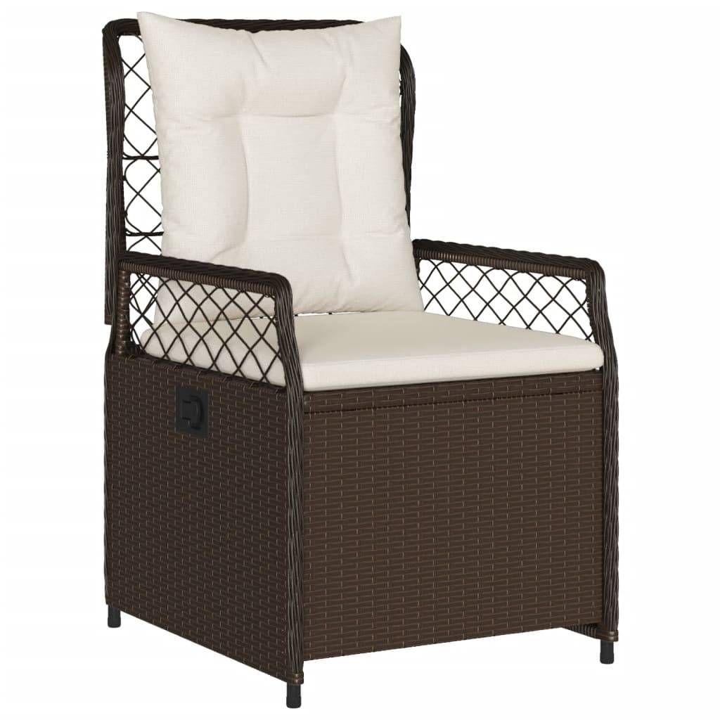 vidaXL 7-tlg. Garten-Essgruppe mit Kissen Braun Poly Rattan
