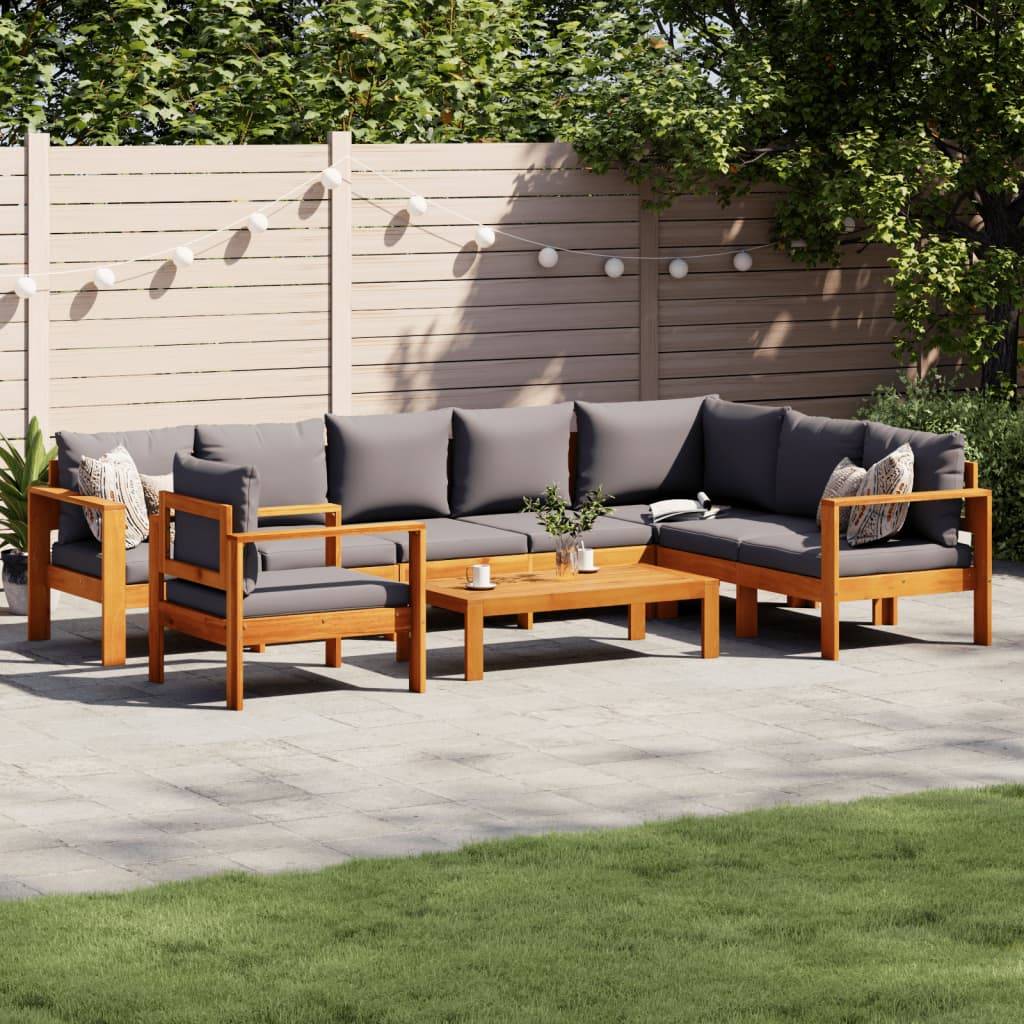 vidaXL 6-tlg. Garten-Sofagarnitur mit Kissen Massivholz Akazie