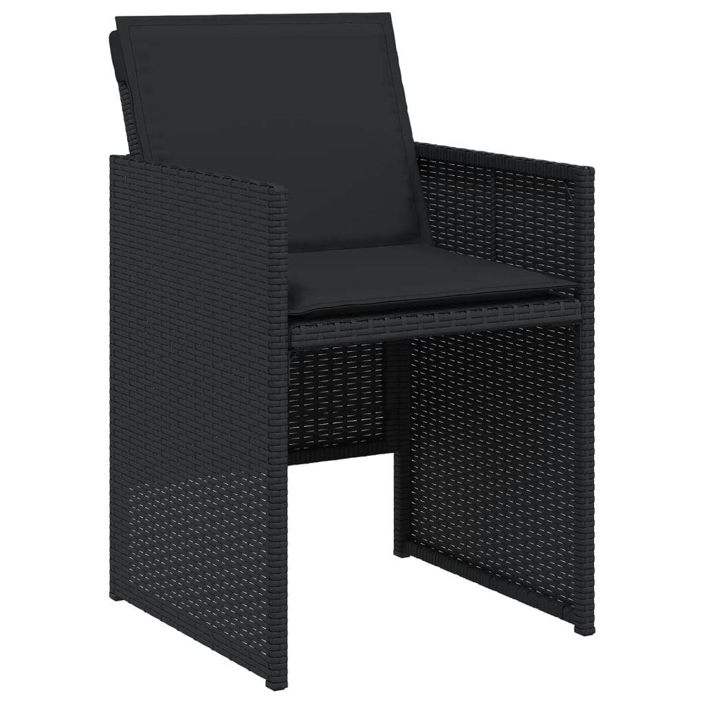 vidaXL Gartenstühle mit Kissen 4 Stk. Schwarz Poly Rattan