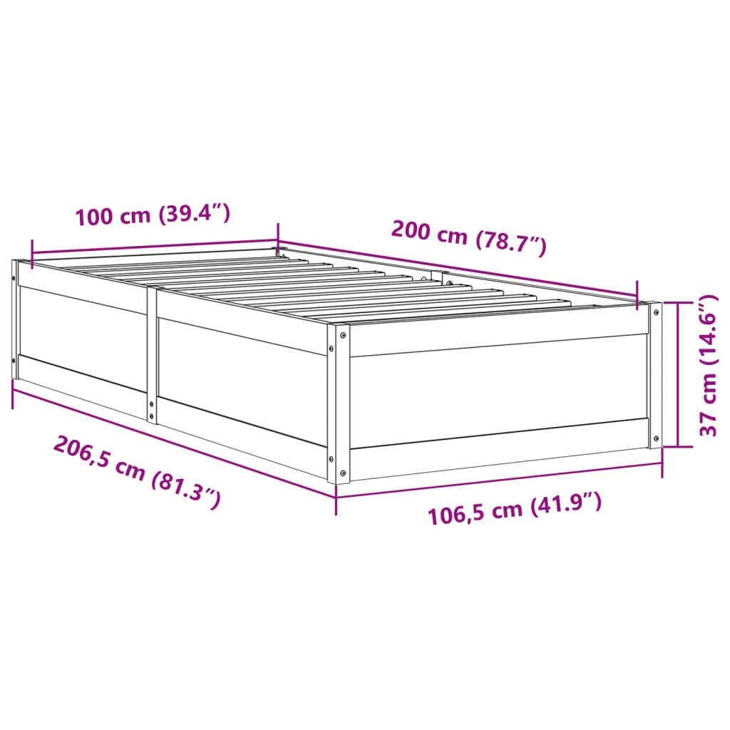 vidaXL Massivholzbett ohne Matratze Wachsbraun 100x200 Kiefernholz
