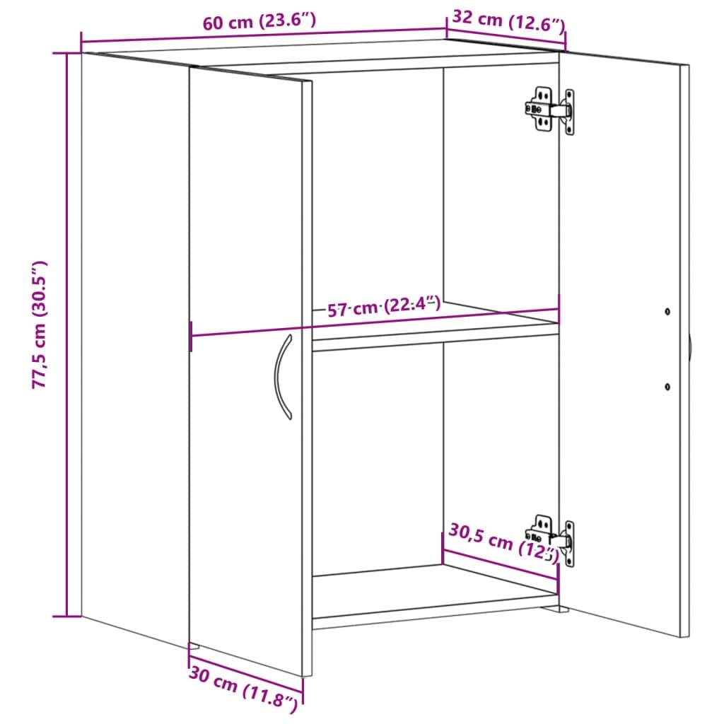 vidaXL Aktenschrank Sonoma-Eiche 60x32x77,5 cm Holzwerkstoff
