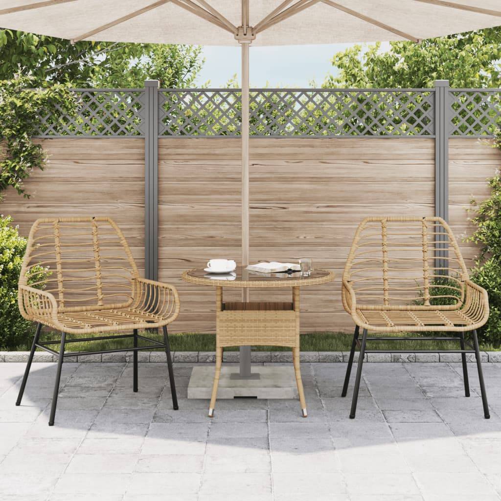 vidaXL Gartenstühle 2 Stk. Braun Poly Rattan