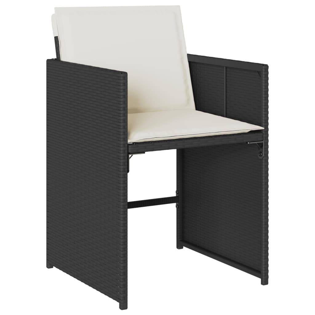 vidaXL 15-tlg. Garten-Essgruppe mit Kissen Schwarz Poly Rattan