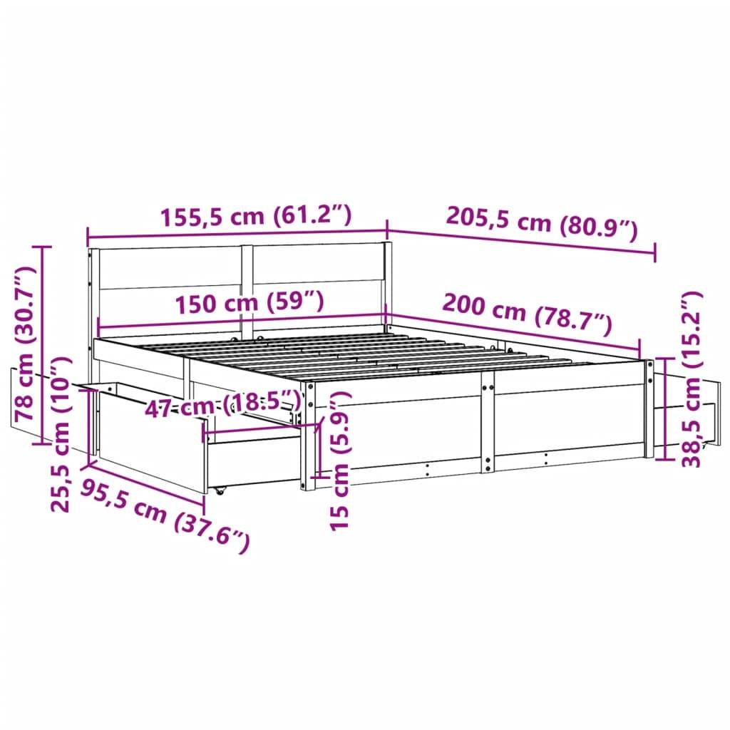 vidaXL Massivholzbett ohne Matratze Weiß 150x200 cm Kiefernholz