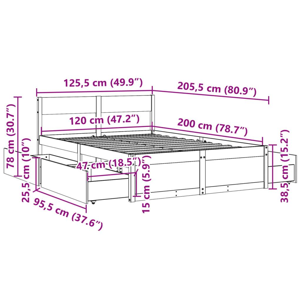 vidaXL Massivholzbett ohne Matratze 120x200 cm Kiefernholz