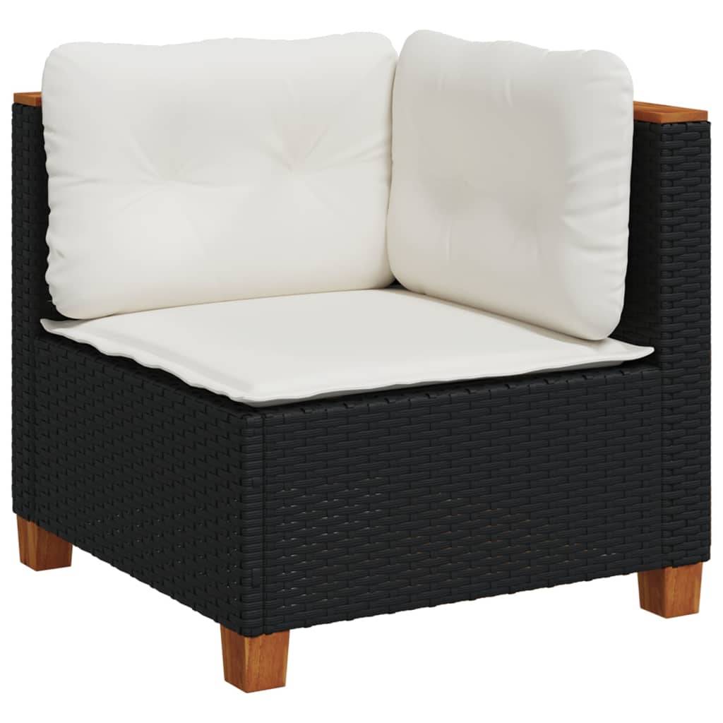 vidaXL 8-tlg. Garten-Sofagarnitur mit Kissen Schwarz Poly Rattan