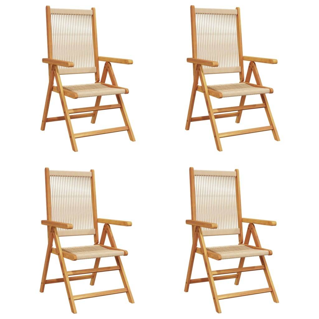 vidaXL Gartenstuhl Verstellbar 4 Stk. Beige Massivholz Akazie