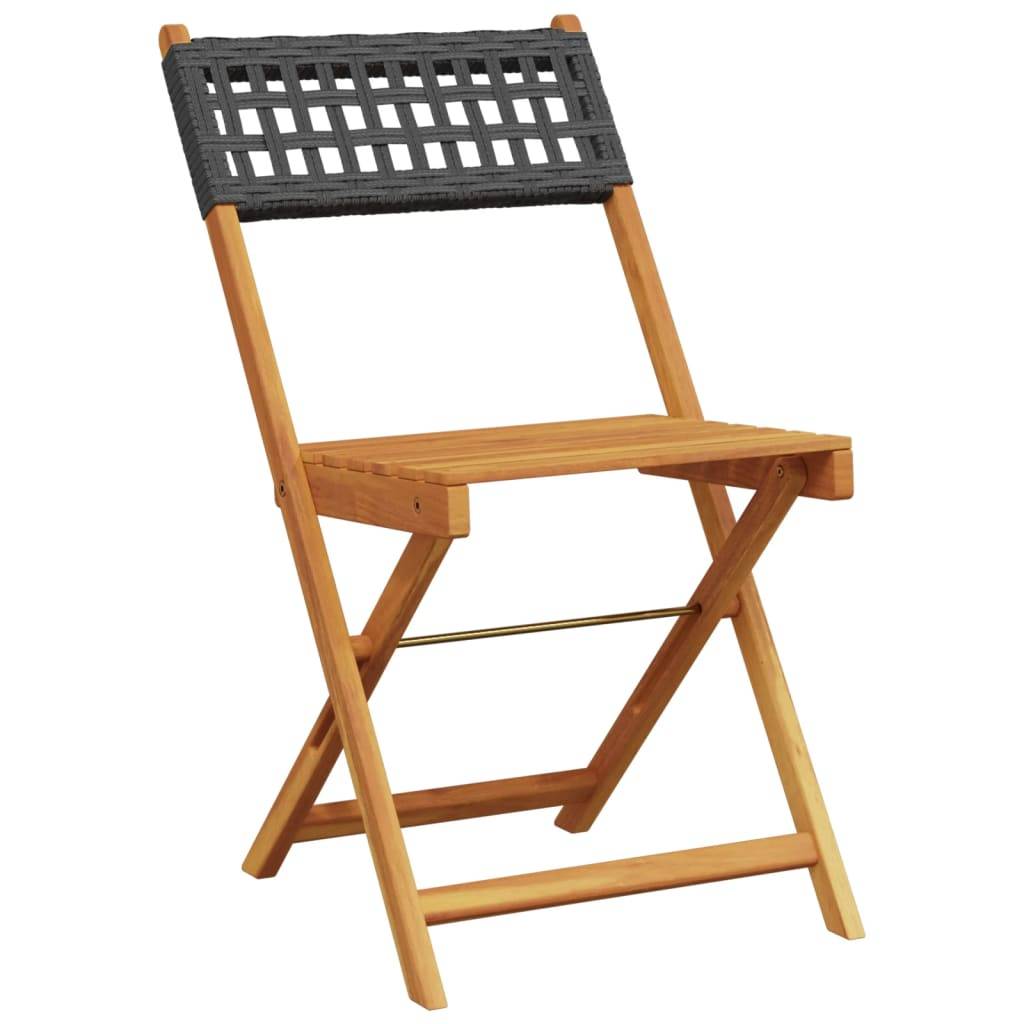 vidaXL Gartenstühle 4 Stk. Klappbar Schwarz Poly Rattan & Massivholz