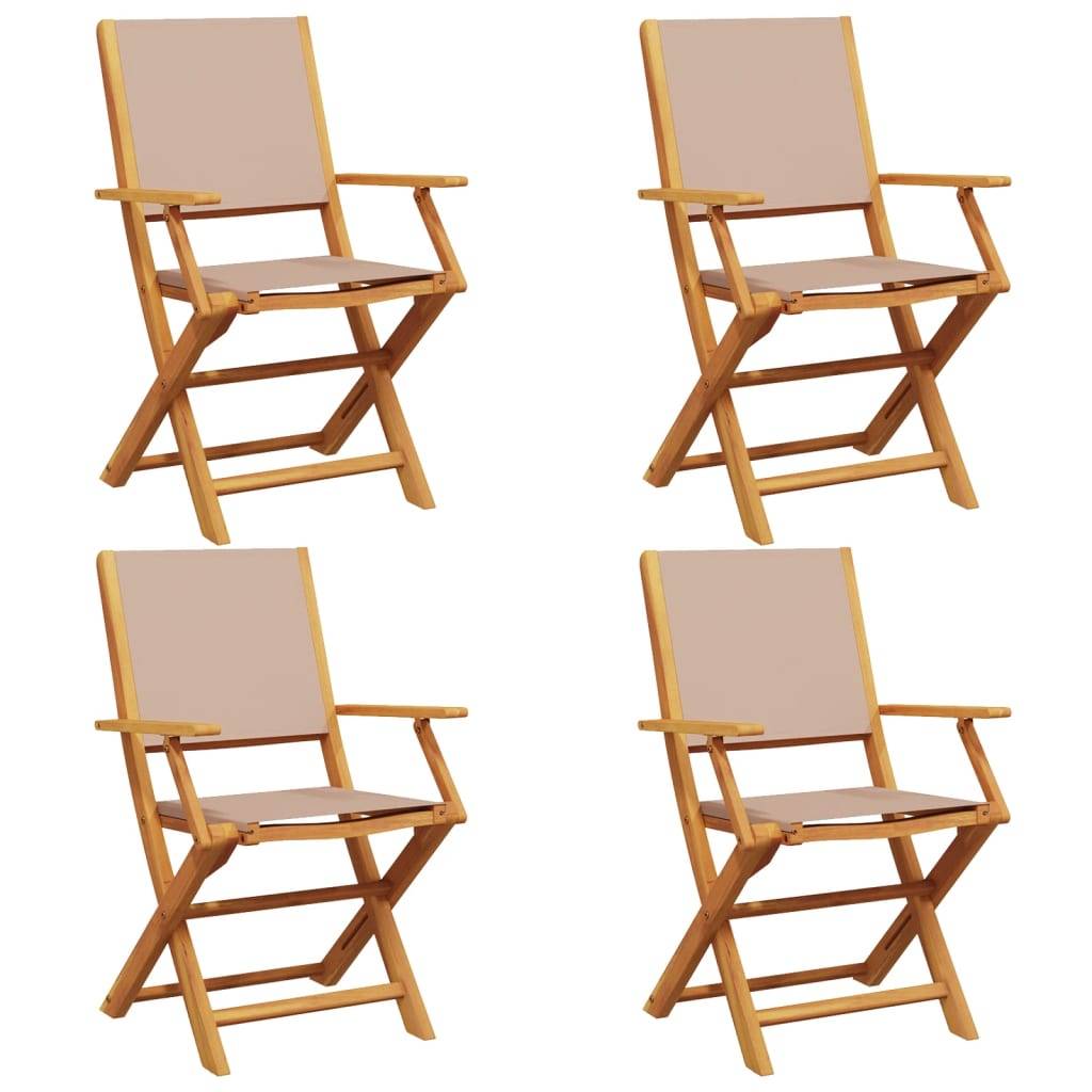 vidaXL Gartenstühle 4 Stk. Klappbar Taupe Stoff und Massivholz