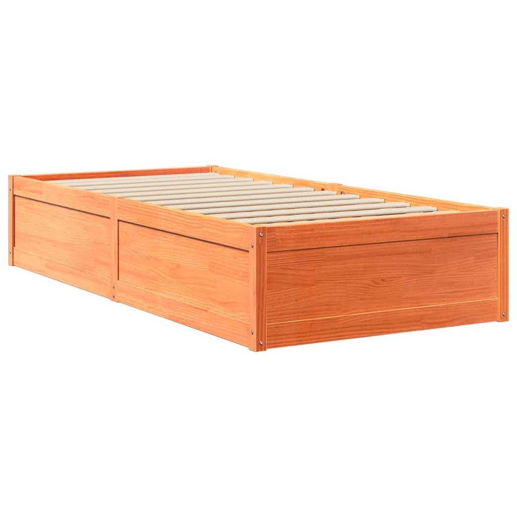 vidaXL Bett mit Matratze Wachsbraun 90x200 cm Massivholz Kiefer