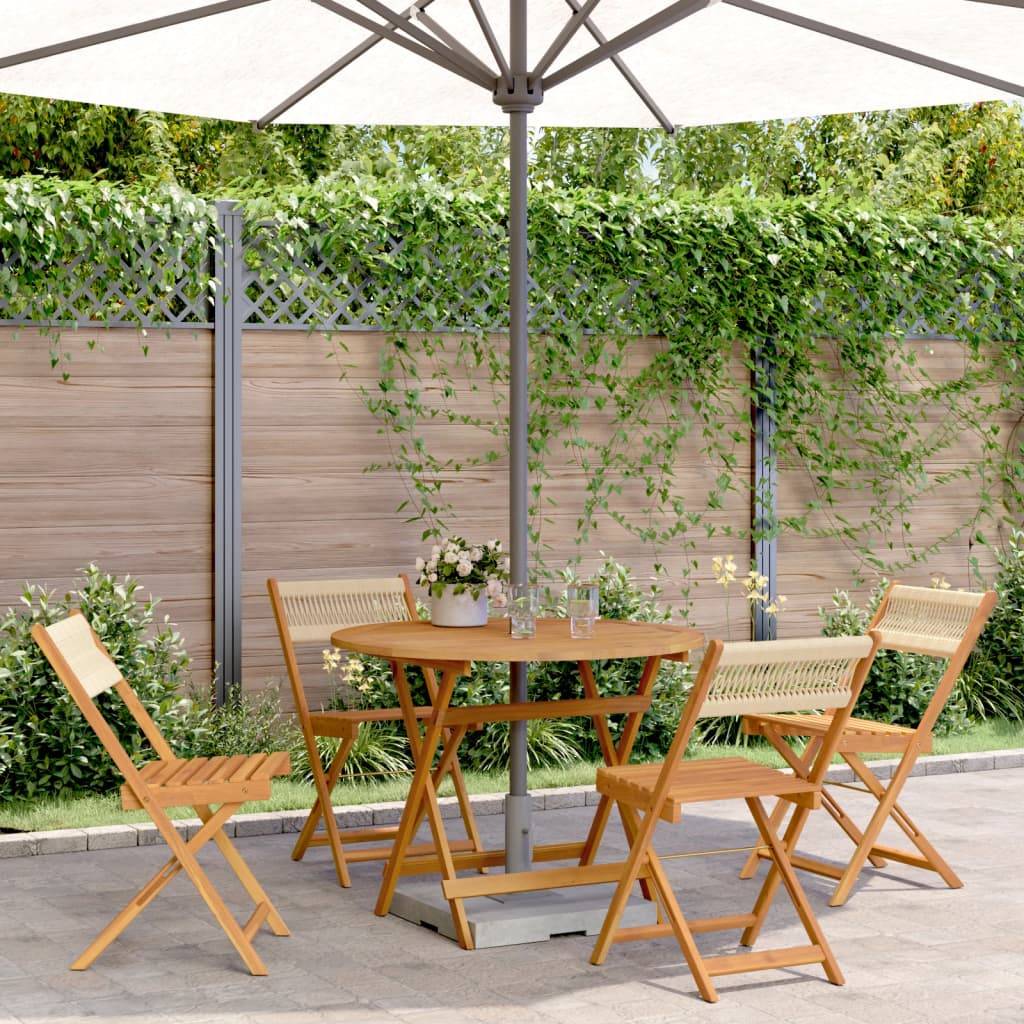 vidaXL 5-tlg. Garten-Essgruppe Polypropylen und Massivholz Beige