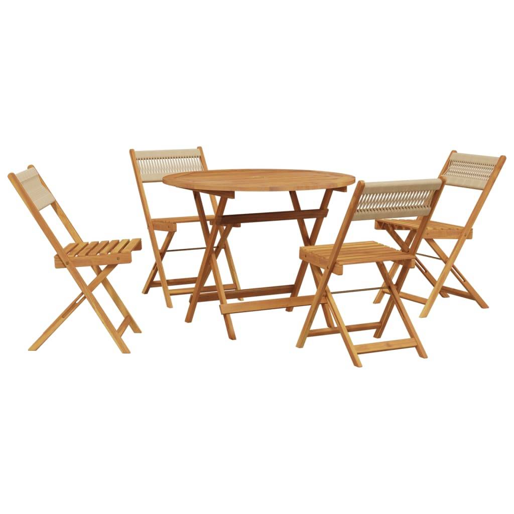vidaXL 5-tlg. Garten-Essgruppe Polypropylen und Massivholz Beige