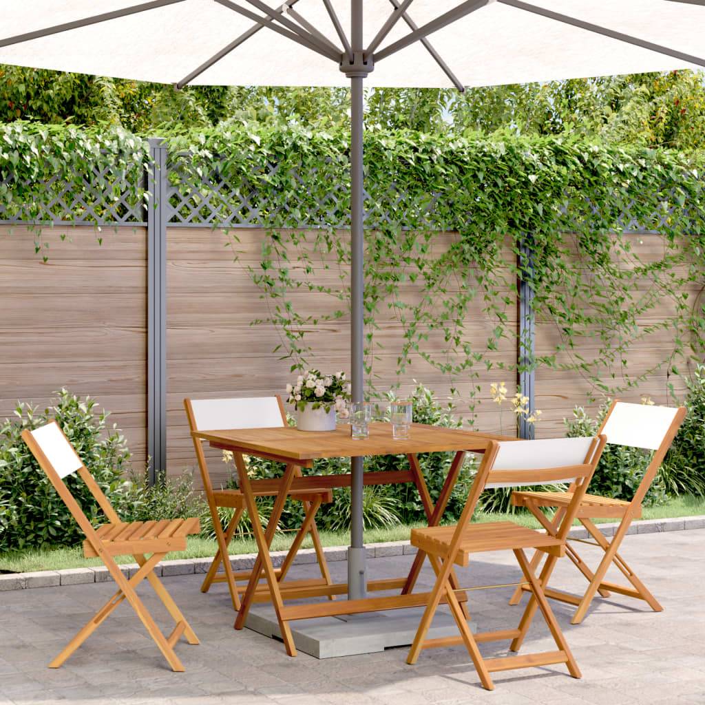 vidaXL 5-tlg. Garten-Essgruppe Stoff und Massivholz Cremeweiß