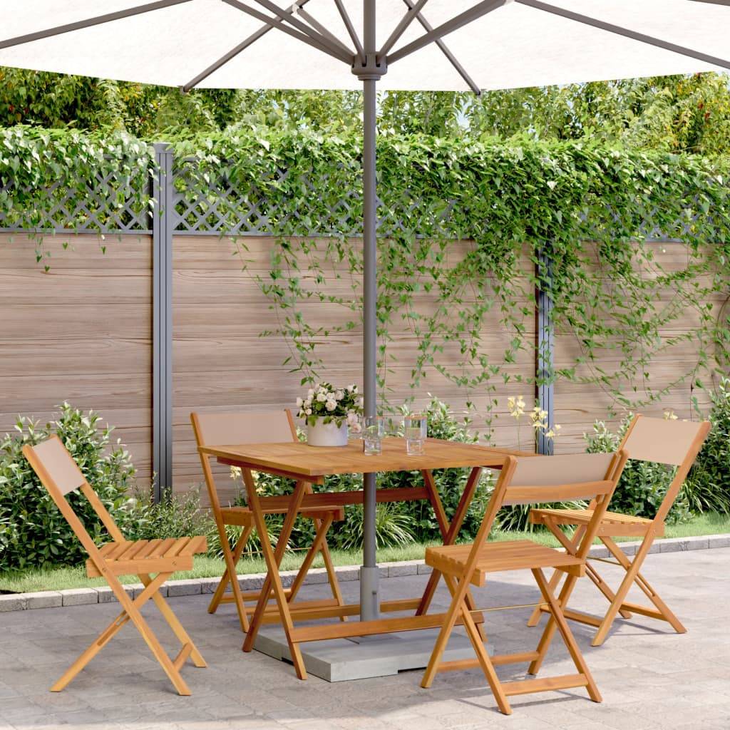 vidaXL 5-tlg. Garten-Essgruppe Stoff und Massivholz Taupe