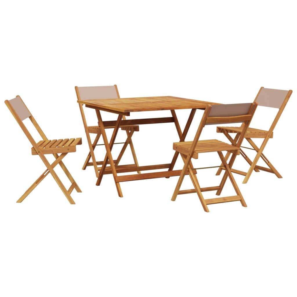 vidaXL 5-tlg. Garten-Essgruppe Stoff und Massivholz Taupe