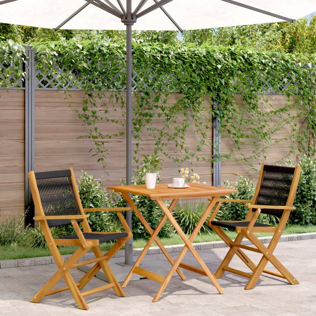 vidaXL 3-tlg. Bistro-Set Schwarz Polypropylen und Massivholz