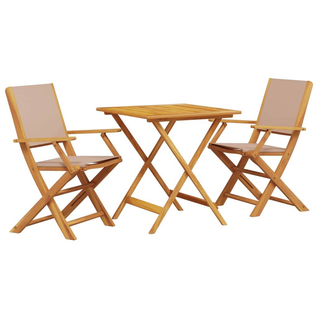 vidaXL 3-tlg. Bistro-Set Taupe Stoff und Massivholz
